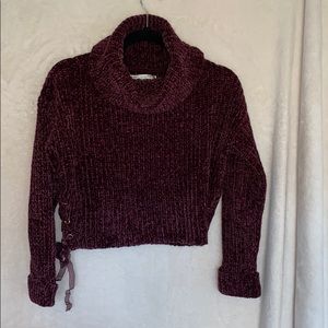 LC Lauren Conrad Purple Chenille Cropped Sweater